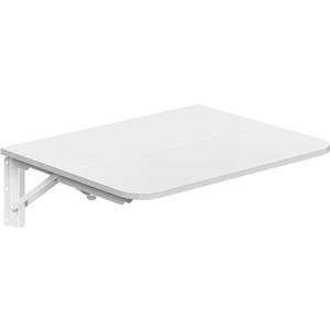 HOOBRO Folding Table, Wall Mounted Desk, Floating Wall Desk with Iron Bracket, Drop Leaf Table for Small Spaces, for Kitchen, Laundry Room, Home, Office, White WT054BZ01