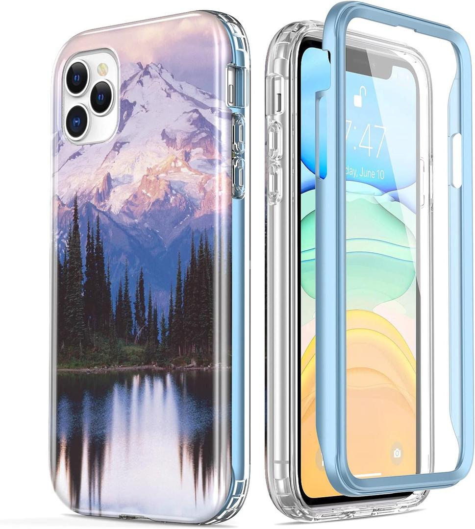 Esdot Compatible with iPhone 11 Pro Max Case with Built-in Screen Protector,with Fashionable Designs for Women Girls,Protective Phone Case for Apple iPhone 11 Pro Max 6.5" Snow Mountain