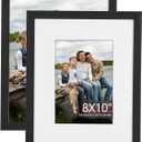 2 Pack 8 x 10 Picture Frame, Table Top Display Pictures 4 x 6 and 5 x 7 with Mat or 8x10 Without Mat Multi Picture Frames Collage, Wall Mounting Gallery Photo Frames Hanging, Black
