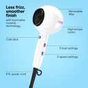 Conair Cake Pop Hair Dryer with Diffuser & Concentrator Attachments, Blow Dryer, Hair Dryers for Women, Tourmaline Ceramic Technology, 3 Heat/2 Speed Settings, Compact Hair Dryer w/Concentrator, White