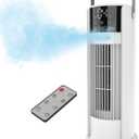 16'' Misting Tower Fan, 700ml Tank, 90 Oscillating Fan w/Remote, Bladeless Desk Fan, 4 Speeds, Timer, Cooling Fan for Bedroom, Desk, Table, Office, Room