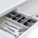 Joseph Joseph DrawerStore Compact Utensil Organizer For Kitchen Drawer Silverware, Flatware Tray, Grey