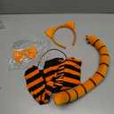 6 Pcs Orange Cat Costume Accessories Set Including Orange Cat Ears Headband Tail Bow Tie Black Mask Socks and Gloves for Halloween Storybook Fancy Dress Cosplay