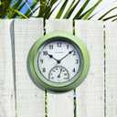 AcuRite 02470 Rustic Green Outdoor Clock with Thermometer, 8.5"