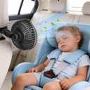 USB Car Fans for Backseat5.39in Portable Car Cooling Fan with 3 Speeds, Quiet Brushless Motor, Rotatable Air Ventilation for Kids Baby 5V/1A Headrest Mount Auto Cooler No Battery(Headrest Buckle)