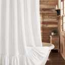 Farmhouse Shower Curtain with Ruffle Hem Linen White Shower Curtains for Bathroom Country Vintage Rustic Natural Fabric, 72" W x 72" L