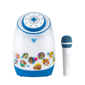 eKids Disney Karaoke Machine for Kids with Bluetooth Speaker and Wireless Microphone, Easily Access Disney Playlists with New EZ Link+ Feature