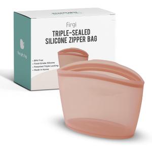 Reusable Silicone Food Storage Bag, 2-Cups, Large Container, Made in Korea BPA-Free Platinum Silicone, Triple-Airtight Freezer Bag, Microwave Safe, Sous Vide, Meal Prep, 17oz, Dry Rose | Reusable