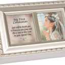 Cottage Garden First Communion God Beside You Brushed Silvertone Jewelry Music Box Plays Amazing Grace