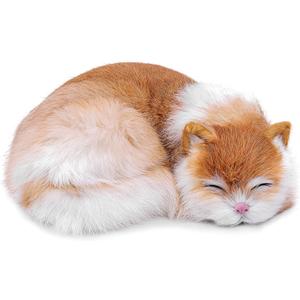 Tiny Heart Simulation Orange Cat Plush Toy, 8.26inch Super Soft Cute Lifelike Sleeping Cat Stuffed Animal Toys Gift for Kids Boys and Girls Children's Birthday Christmas Car Bedroom Home Decor