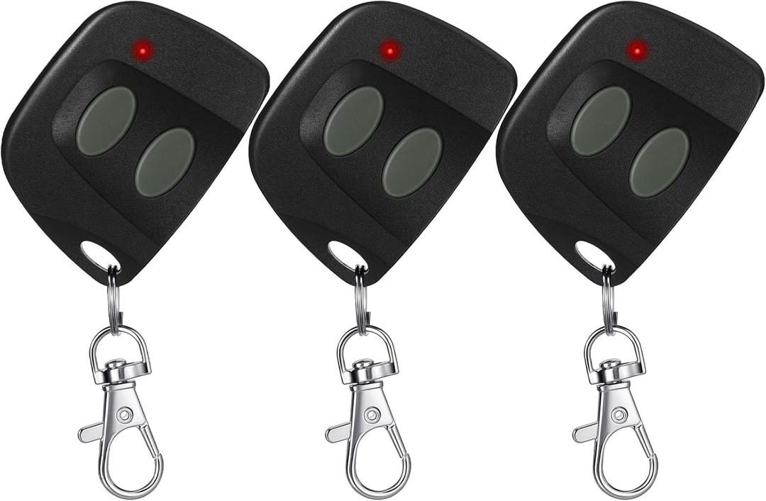 Kingdder 3 Pcs 10 Dip Switch Two Button Garage Door Remote Compatible with Multicode 300mhz 3089 3060 3070 3083 Gate Opener Remote with Keychain, Control 2 Different Doors Simultaneously