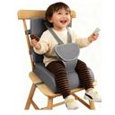 Toddler Booster Seat for Dining Table with Adjustable Straps, Kids Booster Seat for Kitchen Chair with Non-Slip Bottom, PU Anti-Scratch Portable Detachable Increasing Cushion (Dark Grey)