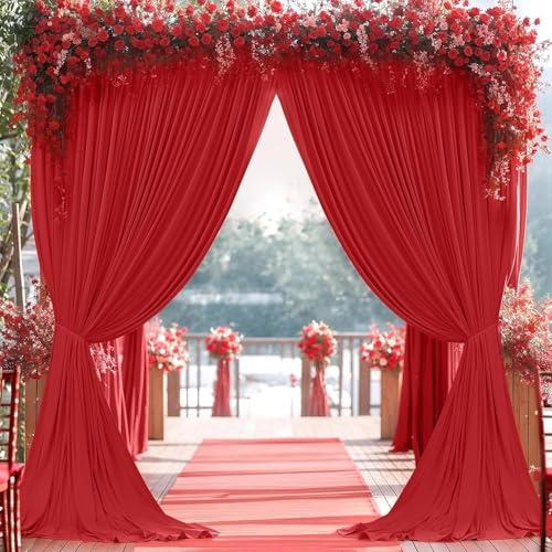 20ft x 10ft Wrinkle Free Red Backdrop Curtains for Parties, 4 Panels 5x10ft Polyester Photo Backdrop Drapes for Weddings Birthday Party Christmas Photography Background Cloth
