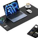 TopMade Mouse Pad with 15W Wireless Charging, Removable 8-Digit Solar Calculator, 31.5" x 15.75" XXL Large Desk Pad, Gaming Computer Keyboard Pad, Waterproof Mousepad Home Office Desk Mat, Black