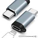 Lightning Female to USB-C Male Adapter (2-Pack), USB C Lightning Adapter, Data Transfer for iPhone 16/15 Series, MacBook Pro/Air, iPad, Not for Audio/OTG - Gray (Grey)