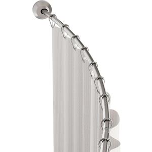 Zenna Home Curved Shower Curtain Rod, Choice of No Drilling Tension Mount or Permanent Wall Mount Installation, Rustproof Shower Rod Adjusts 50" to 72", Brushed Nickel