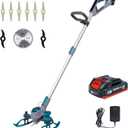 Stringless Battery Powerd Weed Wacker & Lawn Edger & Brush Cutter, 20V 2.5 Amp Li-ion Battery, 3 Types Blades (Saw Blades & Metal Blades & Plastic Blades), Cordless 5.2 Pounds