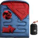 Swtmerry Double Sleeping Bag for Adults with 2 Pillows, Big&Tall XL Queen Size Sleeping Bag for 2 Person, Waterproof 2 Person Sleeping Bags for 3 Seasons,Cold Weather&Warm,Camping,Hiking & Backpacking