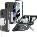 Phone Case for Google Pixel 9 Pro Fold Compatible with MagSafe Wireless Charger with Screen Protector Hinge Protection Kickstand Phone 360 Full Body Cover for Pixel 9 Pro Fold - Black