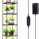 Barrina Plant Stand with Grow Lights, 6-Tier Plant Shelf with 5-Pack 50W Full Spectrum Ultra-Thin Grow Light Panel, 3 Modes, Auto Timer, Ladder Flower Pot Stand Display Rack 15.7"L x 11.8"W x 70.9"H