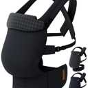 Reversible Baby Carrier  Black Solid & Houndstooth; Lightweight & Breathable Lyocell Fabric; Ergonomic Lumbar Support and Quick Hands-Free Wear for Newborn to Toddler (744 lbs)