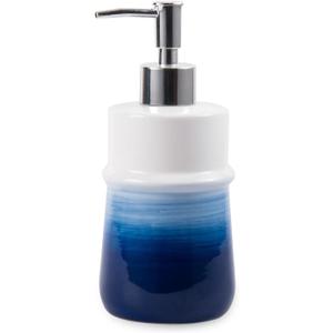 Ceramic 12Oz Soap Dispenser for Kitchen, Refillable Hand Dispenser with Pump, Lotion Dispenser Bathroom for Dish Soap, Hand soap. (Navy Blue)