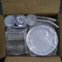 600pcs Silver Plastic Dinnerware Set 100 Guest, Silver Plastic plates for party, Party Plates Sets For 100 Guests, Includes Plates, Cups, And Cutlery. (100 Guest Set)