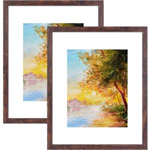 Fixwal 16x20 Picture Frame, Fits 11x14 with Mat or 16x20 Without Mat, Brown