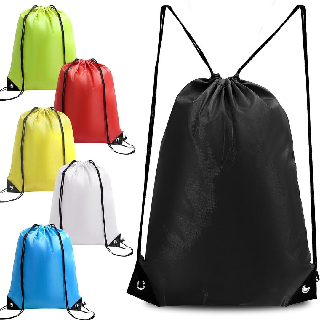 Drawstring Backpack 6 Pcs Drawstring String Bags Bulk,Waterproof String Backpack for Sports (Multicolor)