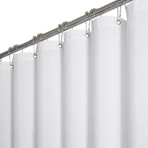 BTTN Extra Long Shower Curtain 72x96 inches, Tall Linen Textured Heavy Duty Fabric Shower Curtain Set with 12 Plastic Hooks, Large Classic Hotel Polyester Cloth Shower Curtains for Bathroom, White (72"W x 96"L (Pack of 1))