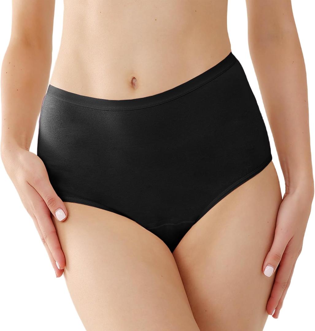 Washable Incontinence Underwear for Women 2 oz Leak Proof Absorbent Briefs for Postpartum Bladder Leakage Pack of 1 (Black, XL)