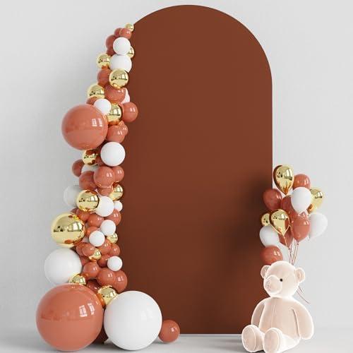 Wokceer 6.6FT Wedding Arch Cover Spandex Fitted Wedding Arch Stand Covers Round Top Chiara Arch Backdrop Cover for Birthday Party Ceremony Banquet Decoration Terracotta