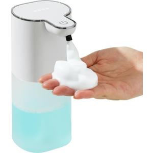 Automatic Soap Dispenser - Touchless Foaming Kids Hand Soap Bottle - Rechargeable Hands Free Pump for Bathroom or Kitchen with Wall Mount Hook