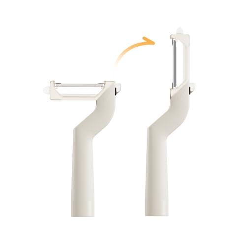 Eachy Adjustable Direction Peeler - Multi-Functional Vegetable & Fruit Peeler for Home Kitchen, Razor-Sharp Dual Stainless Steel Blades for Peeling Cane, Potatoes, Carrots, Apples (White)