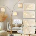 DLLT Modern Floor Lamp for Room: 3-Light Gold Tree Dimmable Floor Lamps with Beige Shades for Living Room - Arc Standing Lamp for Bedroom - Tall Floor Lamp for Office Corner 3 LED Bulbs Included