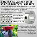 TonGass 8-Pack Zinc Plated Carbon Steel 1" Bore Shaft Collars Set, Screw Style Bore Shaft Collars with 1" Bore Size, 1-5/8" Outer Diameter, and 5/8" Width, Suitable for Automotive and Industrial Use