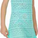 Girls Swim Cover Ups Beach Crochet Mesh Crossback Swimsuits Cover Up Dress for Girls 4-12 Years