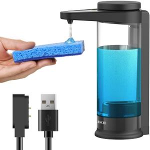 AIKE 17oz. Touch-Free Rechargeable Automatic Liquid Soap Dispenser for Kitchen Dish Soap (Black)