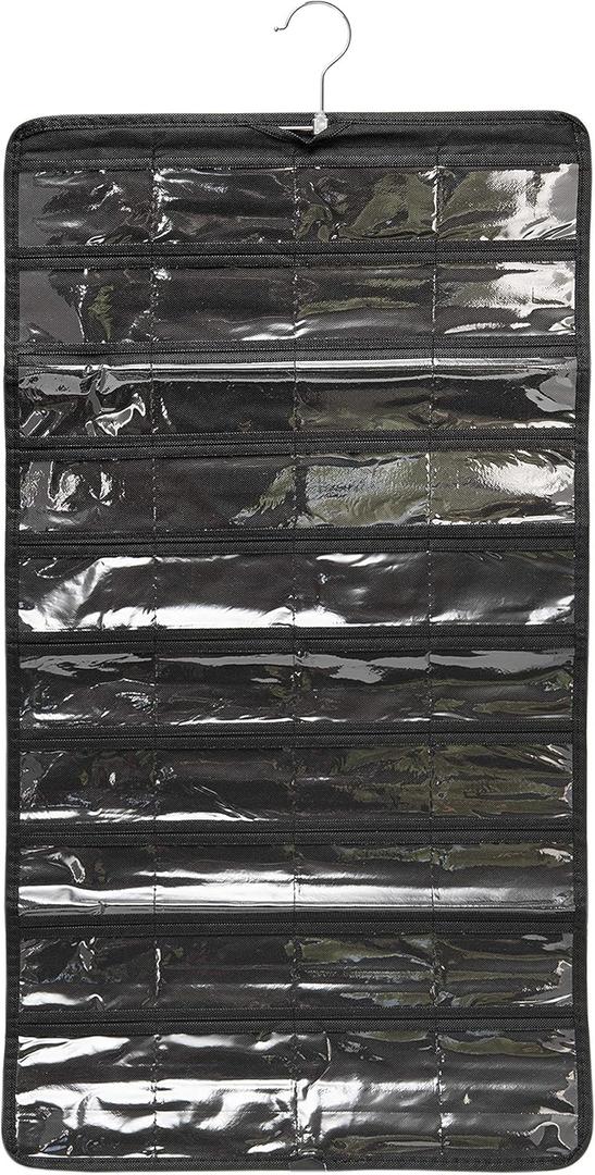 The Beadsmith Personality Case  Hanging Jewelry Storage Organizer with 80 Pockets  16.5 x 34.25 inches, for Earrings Necklace Bracelet Ring Accessory Display Storage Bag Travel Holder