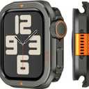 Metal Bumper Cover Compatible with Apple Watch Series 6/5/4/SE Case 44mm, [Turn 44mm into Ultra Look] Rugged Shockproof Protector with Back Frame for iWatch 44mm, Graphite