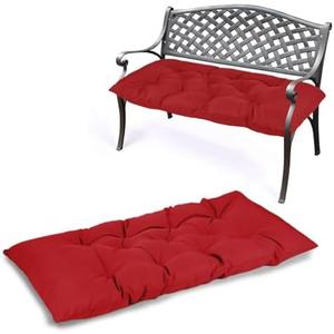 Indoor/ Outdoor Bench Cushion, Swing Cushion, 2/ 3 seat Thick Outdoor Garden Bench Seat Cushion Backrest Waterproof Bench Pad (59 X 19.6 in, Red)