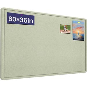 Large Bulletin Board 60" x 36" Felt Cork Board,Decor Pin Board, Sage Green | Cork Board Alternative for Wall, Foldable Self-Adhesive Vision Board Prayer Board with Pushpins for Home Office Classroom