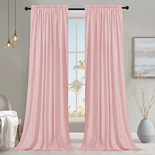 SMILETIME Pink 96in Long Velvet Curtains with Rod Pocket Thermal Insulated Soft Privacy Light-Filtering Velvet Drapes for Bedroom and Living Room, Set of 2 Panels, 52 x 96 Inches Long