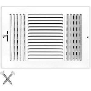 14" X 10" 3-Way AIR Supply Grille - Vent Cover & Diffuser - Flat Stamped Face - White [Outer Dimensions: 15.75"w X 11.75"h]