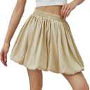 Women's Bubble Skirt White Black Puffy Skort Balloon y2k Going Out One Size Cute Aesthetic Short (Beige)