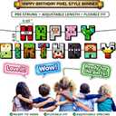 Pixel Game Birthday Party Decorations - Miner Supplies Set Gaming Theme - Including Banner Balloons Tablecloth Plates Toppers Napkins Favor Bags - Mining Bday Pack Craft Decor Kit Boys Girls