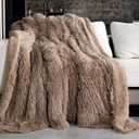 Pawque Faux Fur Throw Blankets 50x60 Inches, Soft Fuzzy Sherpa Blankets for Sofa, Couch and Bed,Plush Fluffy Fleece Blankets, Long Hair Blanket, Brown (50" x 60")