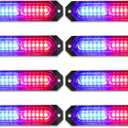 Upgraded 8 PCS 12 LED Sync Feature Emergency Strobe Lights, [20 Flashing Light Patterns] Blue & Red Strobe Lights for Truck, [Can-bus Design] Ultra Slim Strobe Lights for Vehicle/Car/ATV/UTV