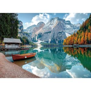 Braies Lake Jigsaw Puzzles 1000 Pieces Nature Landscape Puzzles for Adults 1000 Pieces with Letters on Back Hard Impossible Difficult Challenging Family Puzzle Mountain Lake Scenery Puzzles 