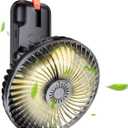SMARTDEVIL Portable Camping Fan with LED Lights, Rechargeable Use As Power Bank, Battery Operated Fan with Hanging Hook, 180 Rotation for Camping, Tent, RV, Picnic